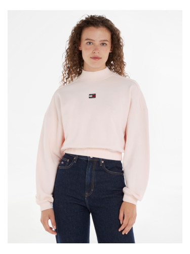 Tommy Jeans Mock Neck Badge Boxy Cropped Sweatshirt Rozov