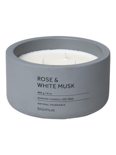 Ароматна свещ BLOMUS FRAGA с аромат Rose & White Musk - Ø13 х 6.5 см - цвят кремък