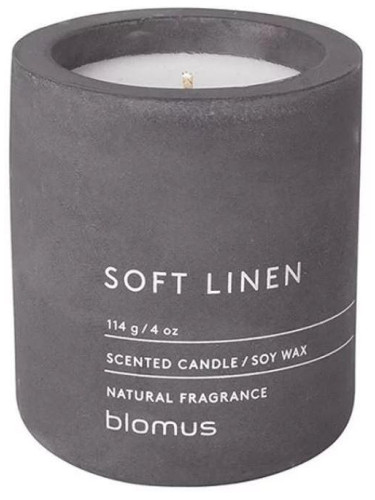 Ароматна свещ BLOMUS FRAGA с аромат Soft Linen - Ø6.5 х 8 см - цвят магнитно сиво