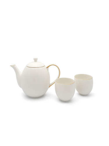 Порцеланов сет за чай BREDEMEIJER CANTERBURY с 2 бр. чаши и стоманен филтър - 1.2 л