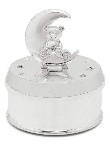 Mузикална кутия ZILVERSTAD BEAR AND MOON луксозна - цвят сребро