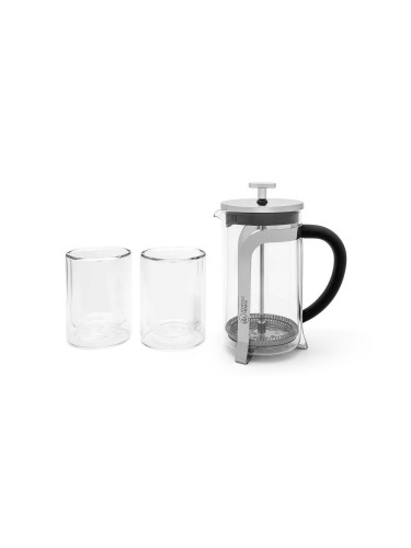 Комплект LEOPOLD VIENNA SHINY от френска преса (600 мл) и 2 бр. двустенни стъклени чаши