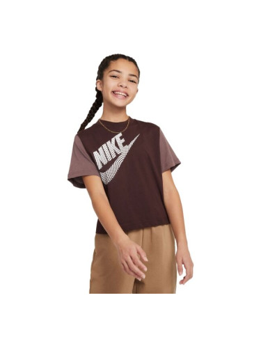Nike NSW TEE ESSNTL BOXY TEE Тениска за момичета, кафяво, размер