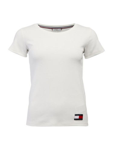 Tommy Hilfiger TOMMY 85 RIB-SS TEE Дамска тениска, сиво, размер