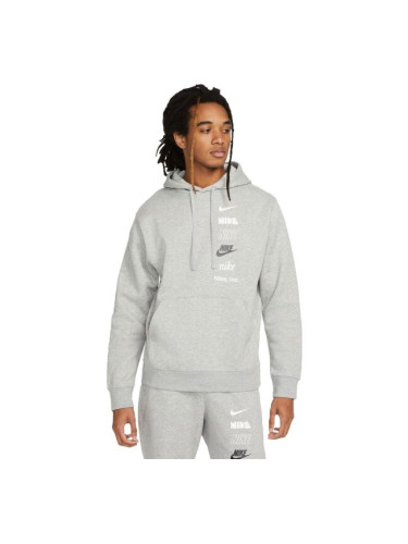 Nike CLUB+ BB PO HOODIE MLOGO Мъжки суитшърт, сиво, размер