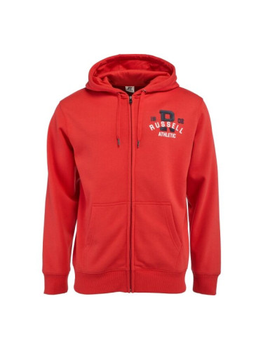 Russell Athletic CLASSIC PRINTED ZIP THROUGH HOODY M Мъжки суитшърт, червено, размер