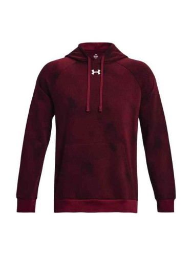 Under Armour RIVAL FLEECE PRINTED HOODIE Мъжки суитшърт, винен, размер