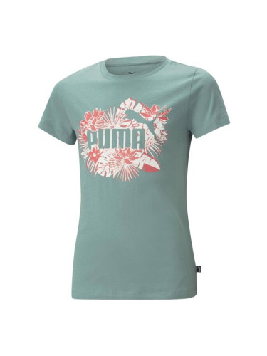 Puma ESS+ FLOWER POWER TEE G ADRIATIC Тениска за момичета, зелено, размер