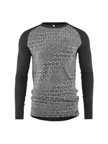 Bula GEO MERINO WOOL CREW Мъжка блуза с дълъг ръкав, тъмносиво, размер