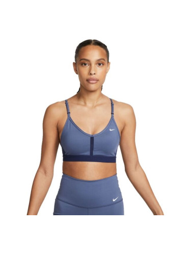 Nike DF INDY V-NECK BRA W Дамско спортно бюстие, синьо, размер