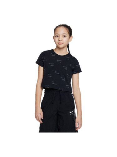 Nike NSW TEE CROP AIR AOP Тениска за момичета, черно, размер