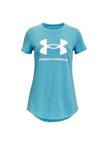 Under Armour LIVE SPORTSTYLE GRAPHIC SS Тениска за момичета, тюркоазено, размер