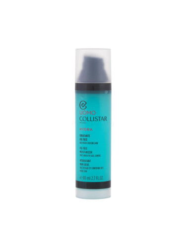 Collistar Uomo Hydra Oil Free Moisturizer Face and Eye Gel Гел за лице за мъже 80 ml увредена кутия