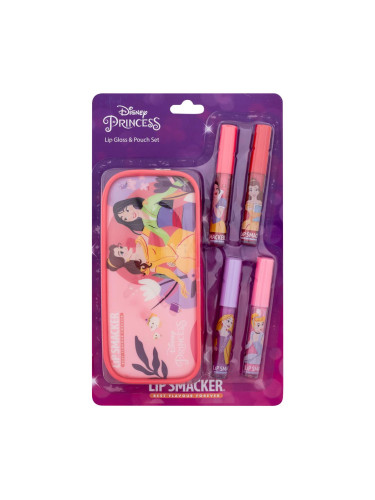 Lip Smacker Disney Princess Lip Gloss & Pouch Set Подаръчен комплект гланц за устни 4 x 6 ml + козметична чантичка