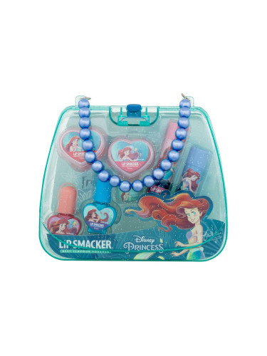 Lip Smacker Disney Princess Ariel Mini Makeup Bag Подаръчен комплект балсам за устни 2 x 3,4 g + кремообразен гланц за устни 2 x 2 g + лак за нокти 2 x 4,25 g + пръстен + пластмасова дамска чантичка