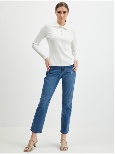 Orsay White Womens Ribbed Polo T-Shirt - Women