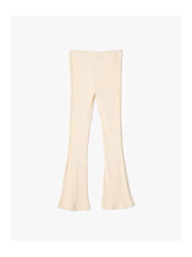 Koton Flared Leg Trousers Ribbed Elastic Waist