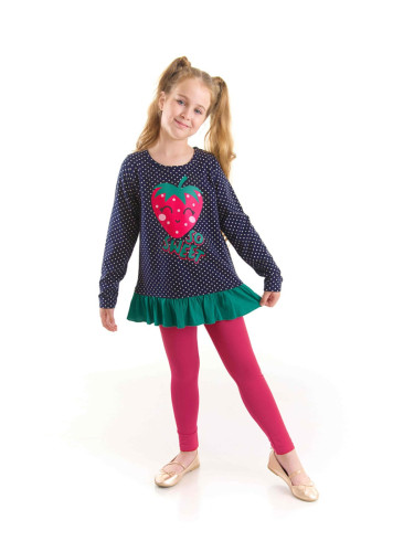 Denokids Cute Strawberry Girls Kids Tunic Leggings Set