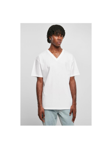 Eco-friendly oversized V-neck T-shirt white