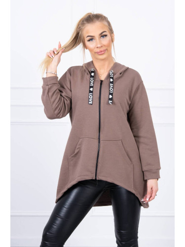 Sweatshirt with a longer back and mocha hood