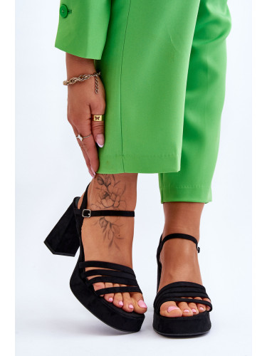 Boto Дамски велурени сандали на платформа Black Verda