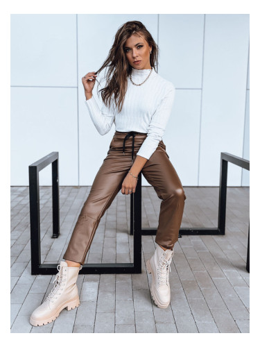 Spodnie damskie woskowane LAPIS ciemnobrązowe Dstreet