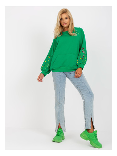 Green sweatshirt without hood with embroidery RUE PARIS