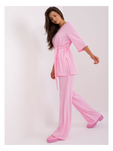 Light pink women's casual trouser set
