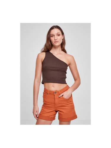 Women's cropped asymmetrical top brown