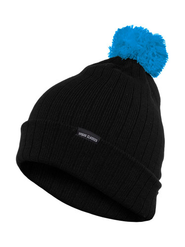 Contrasting Bobble blk/tur beanie