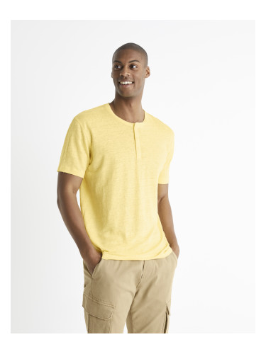 Celio Linen Short Sleeve T-Shirt - Mens