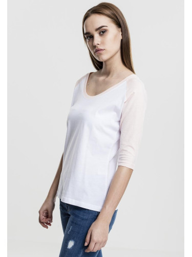 Women's 3/4 contrast raglan t-shirt wht/pink