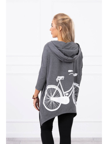 Sweatshirt with graphite melange cycling print