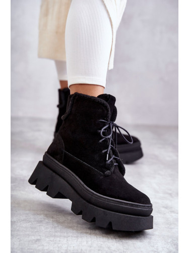 Велурени боти с връзки