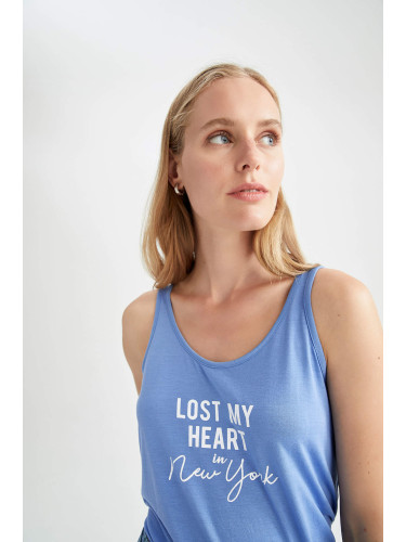 DEFACTO Regular Fit Strappy Slogan Print Vest