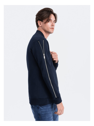 Ombre Men's bomber jacket with decorative zips on sleeves AMSTERDAM