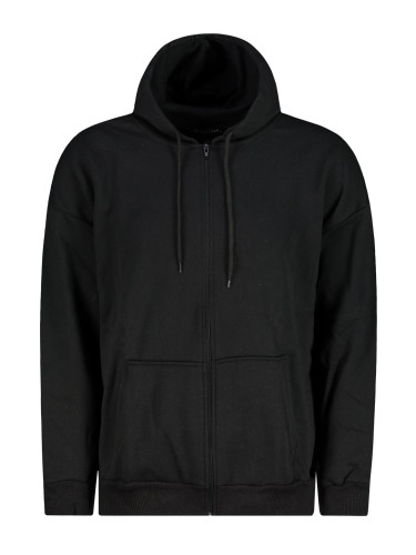 Trendyol Black Oversize/Wide Cut Hooded Zippered Sweatshirt-Cardigan