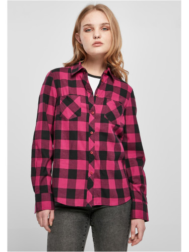 Ladies Turnup Checked Flanell Shirt wildviolet/black