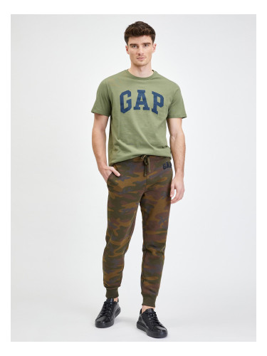 Green men's sweatpants camouflage logo GAP