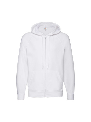 White Men's Hoodie Lightweight Zip Thru Hooded Sweat Fruit of the Loom