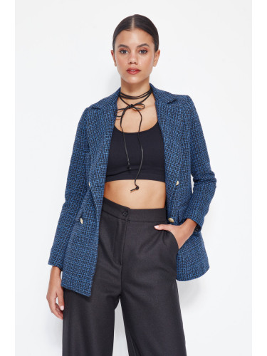 Trendyol Tweed Blazer Jacket With Indigo Woven Lining