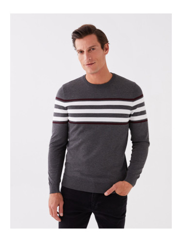 LC Waikiki Crew Neck Long Sleeve Striped Men's Knitwear Sweater