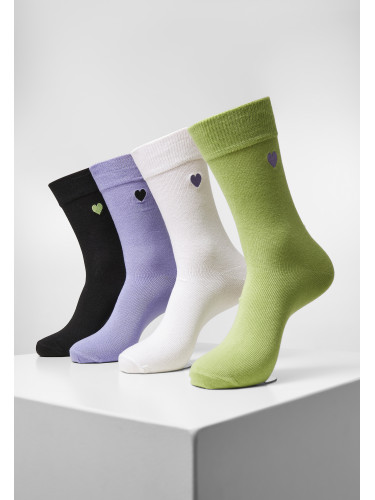 Heart Socks 4-Pack Black+Lilac+Lime+White