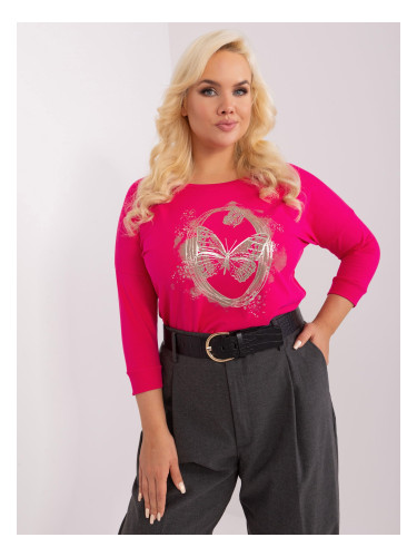 Fuchsia oversized women's blouse with print