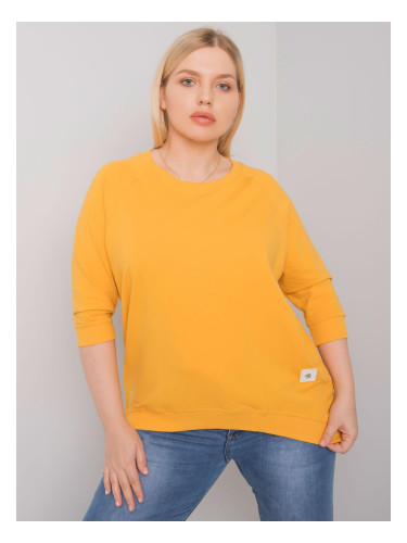 Yellow cotton sweatshirt larger size by Ninetta