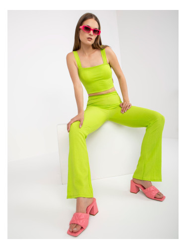 Lime casual set with high waisted trousers