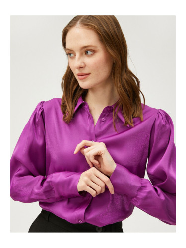 Koton Satin Shirt with Draped Shoulders