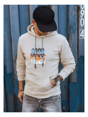 Bluza męska ocieplana z kapturem beżowa Dstreet