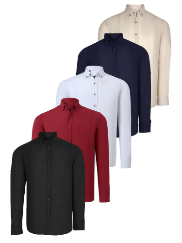 SET OF FIVE G721 DEWBERRY MEN'S SHIRT-BLACK-WHITE-NAVY-BEIGE-BURGUNDY