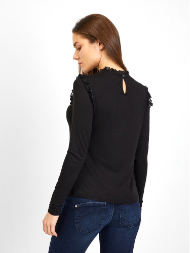 Orsay Women's Black T-Shirt with Lace Detail - Women's